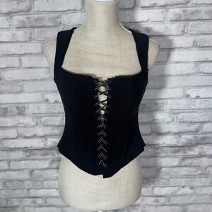 Bebe Black Lace-Up Corset Top